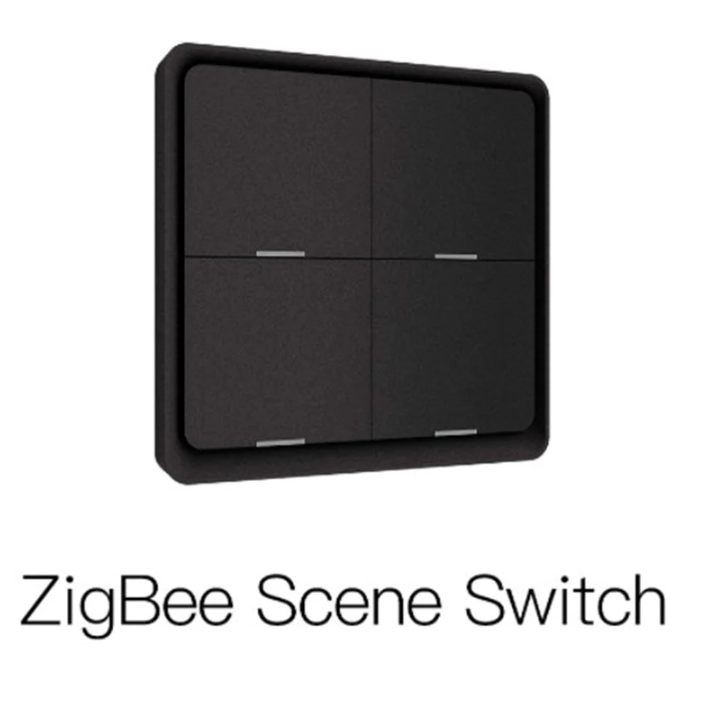 A40I 4 Gang for Tuya ZigBee Wireless 12 Scene Switch, Push Button Controller Battery Powered Automation Scenario, Black