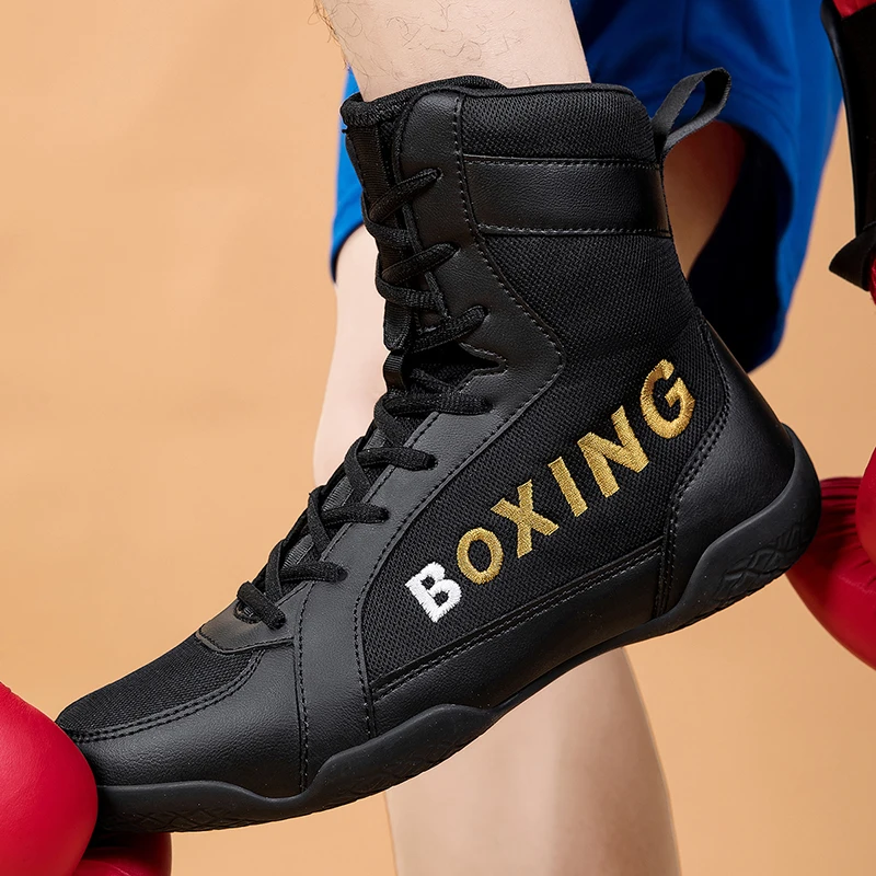 Big Size 39-47 Men Boxing Sneakers High Top Wrestling Training Shoes Breathable Combat Sneakers Non Slip Training Fighting Boots