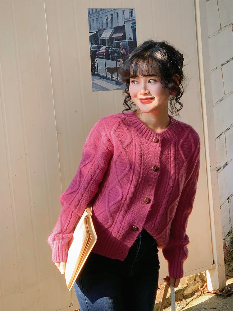 

Yuan ng Autumn Winter Thiened Long Sve Sweater Jaet Women's Outerwear Versatile Cotton Blend Warm Commute Sle