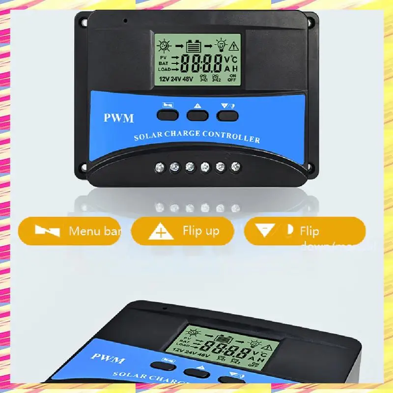 

ABJJ Solar Charge Controller 30A Solar Panel Custom Battery Regulator, Auto 12V/24V/48V PWM For FLD/Lifepo4/SLD/GEL