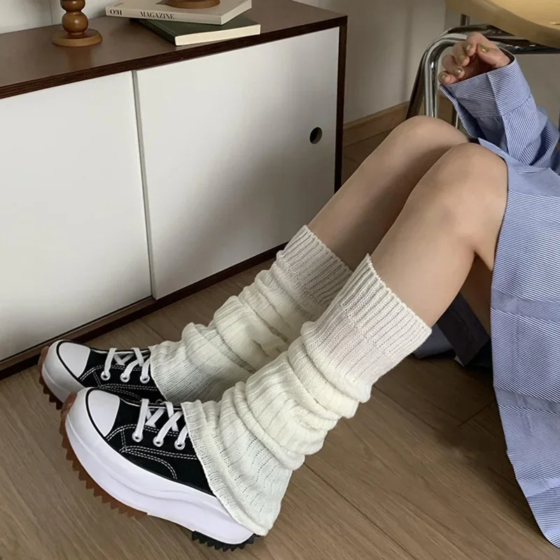 2025 Frühling Lolita Beinwärmer Socken für Damen, gestrickte warme Fußabdeckung, Damen Wärmer, Herbst Häkel-Fersensocken, Stiefelmanschetten