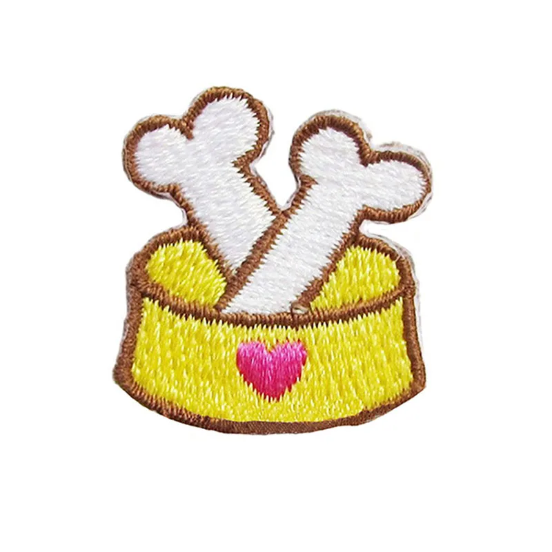 

Producer yellow color cartoon bone design 100% embroidered patch Wholesale Manufacturer High Quality Embroidery Fashion Patches