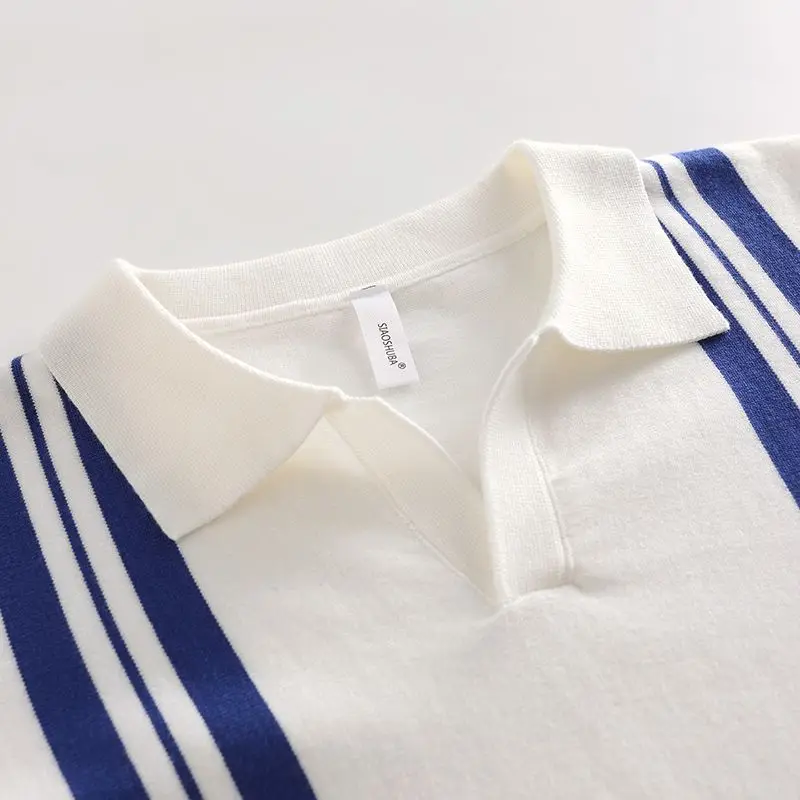 

Мужской вязаный свитер, повседневная полосатая цветная блузка, облегающая футболка, деловая повседневная модная трикотажная одежда, осенняя новинка, Sle Ne