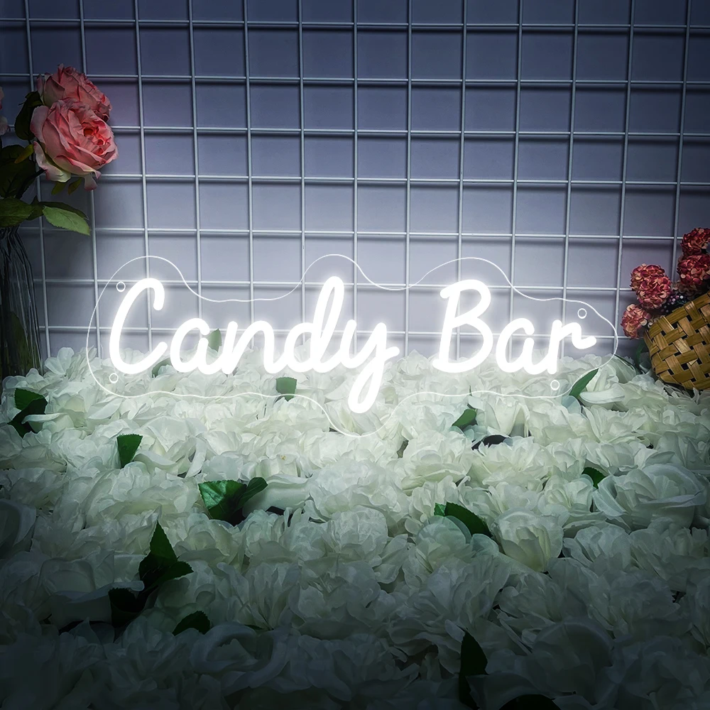 Candy Bar Neon Sign Candy Shop Led Wall Home Room Art Decor Neon Lights Signs Dessert Shop Decoration Business Signboard