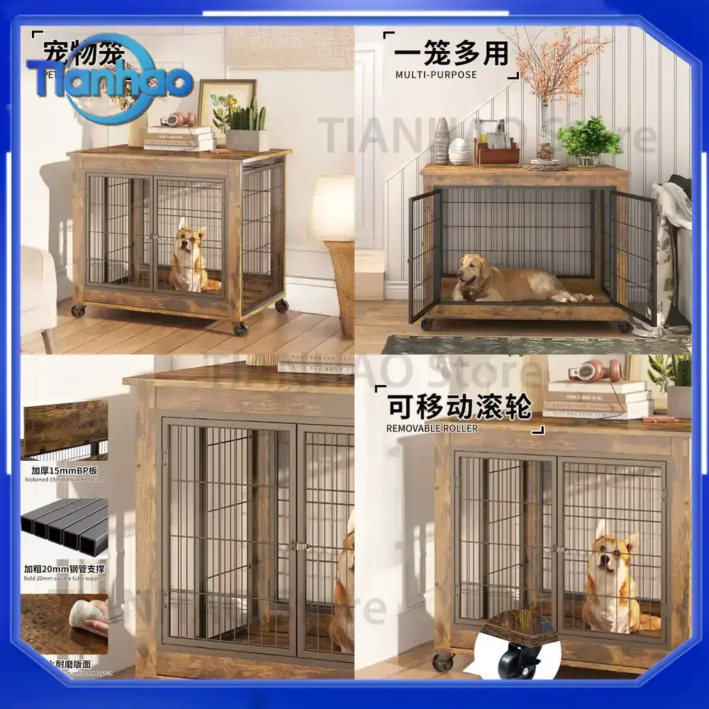 Dog House for Steel and Wood Structure Dog Kennel with Storage Shelf Pet Crate for Home Use
