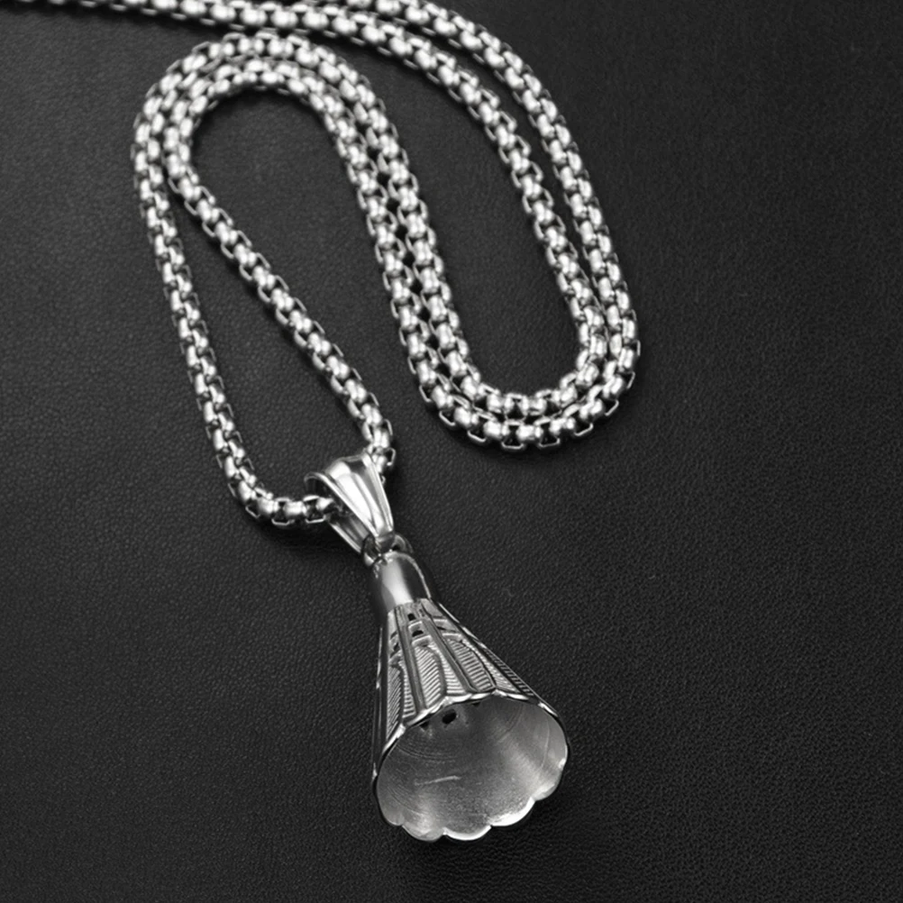 

s Badminton Stainless Steel Necklace Sports Style Pendant Male Neck Chain Turquoise Jewelry Decorative Accessories Gift