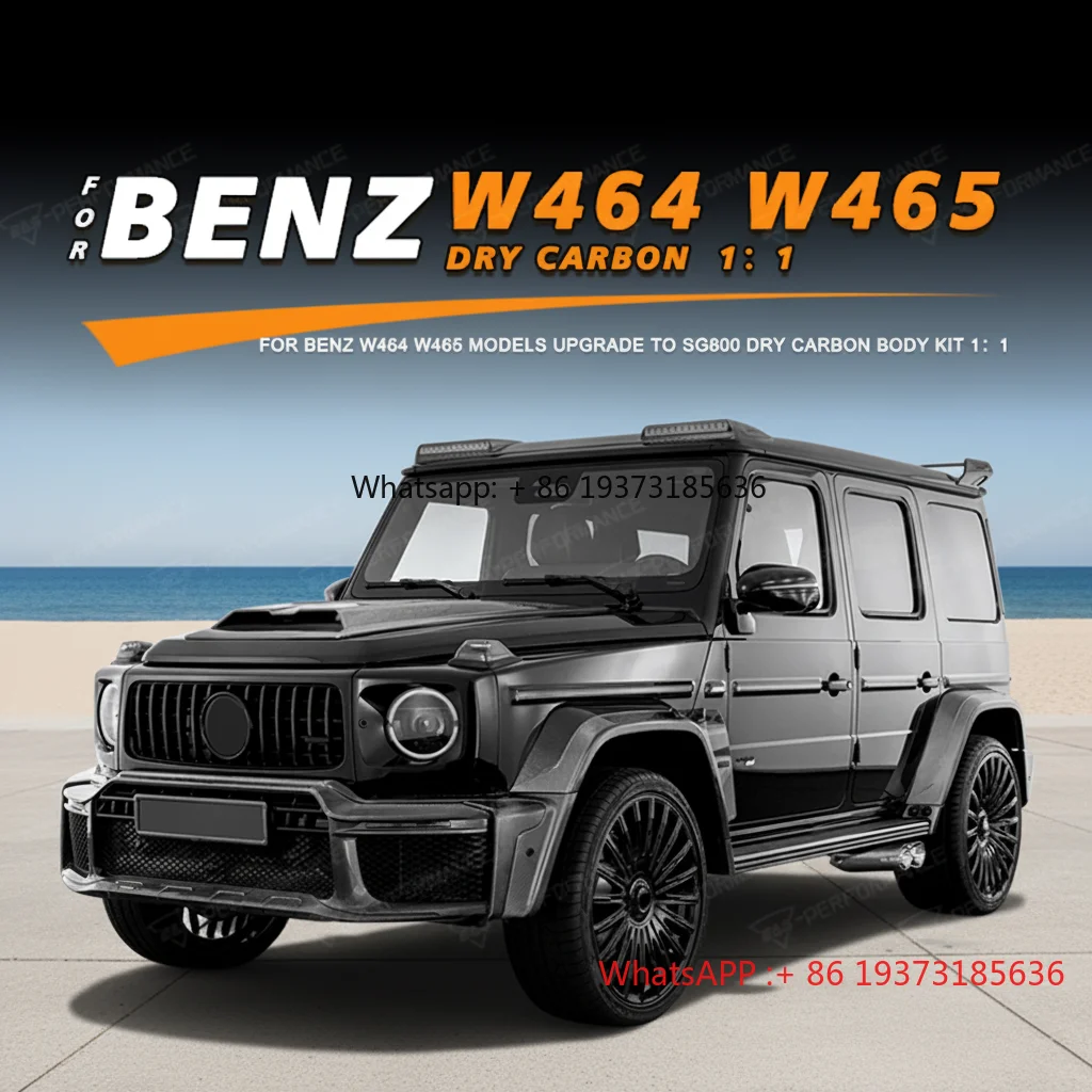 W465/W464 1:1 Upgrade B Style Dry Carbon Fiber for Mercedes-Benz G Class G350 G450 G500 G550 Car Bumpers Hood Conversion Kit
