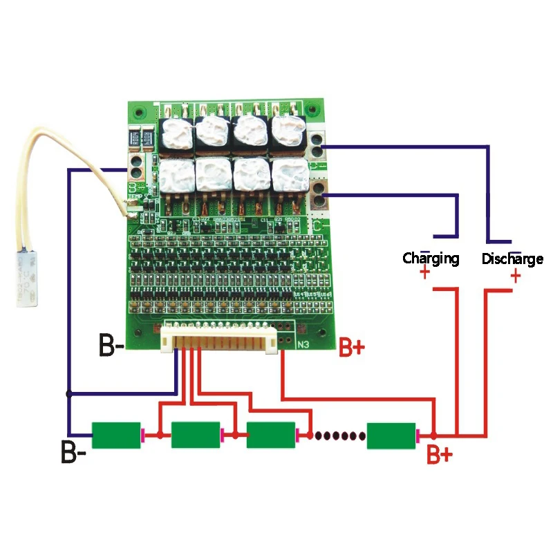 Placa de proteção de bateria de lítio 13 séries 48v 50a bms com equilíbrio 18650 placa equalizadora de proteção de bateria de íon de lítio