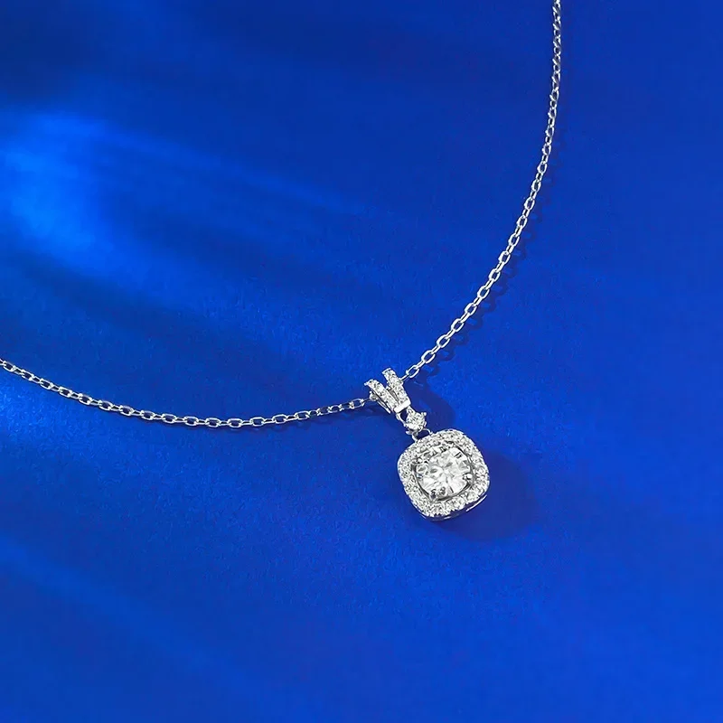 

НОВОЕ новое серебро S925, инкрустированное одним каратным муассанитом 6,5 мм, повседневное модное универсальное ожерелье