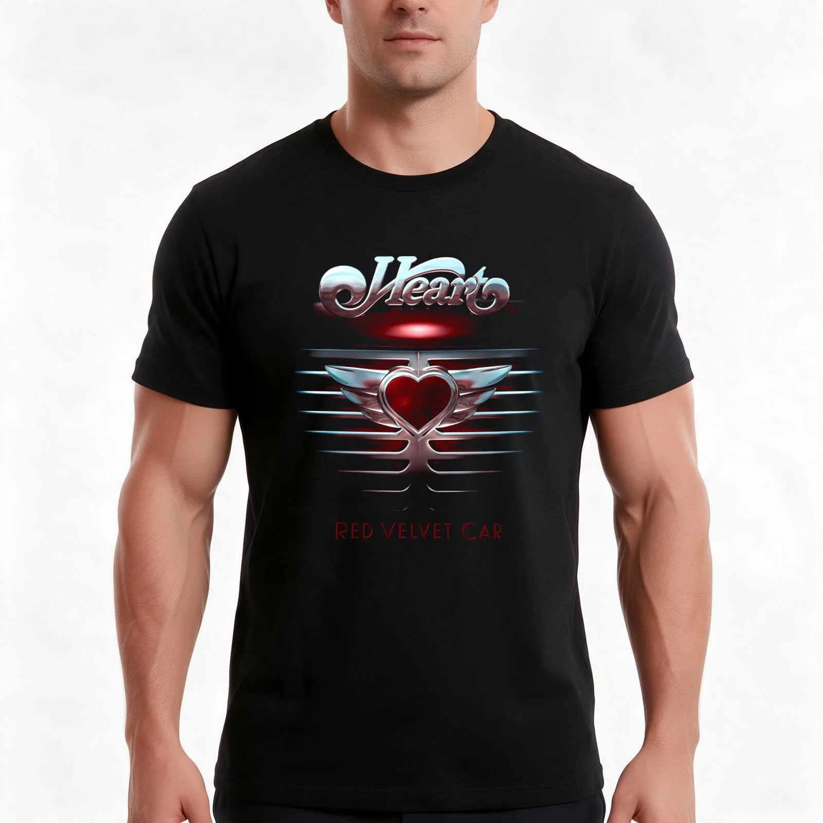 Red Another My Music T-Shirt, Summer Casual Cotton Tee, Oversized Streetwear Tops, Vintage Graphic Print, Loose Fit Short Sleeve
