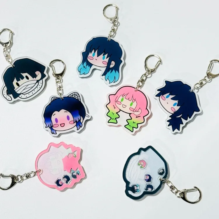 Tanjirou Nezuko Zenitsu Inosuke Giyuu Shinobu Kyoujurou Uzui Tengen Acrylic Keychain Peripheral Products Juguetes Bag Pendant