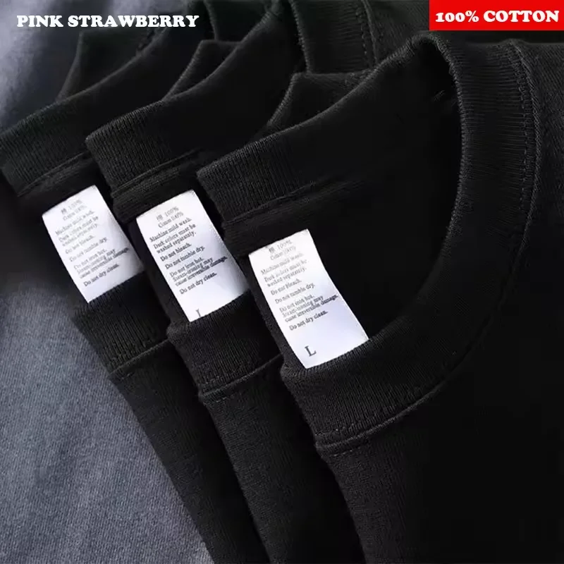 100% Cotton Black O-Neck Long sleeves T-shirt Men Autumn 2025 New American Letter Print T-shirt Sports Gym Y2k Top Man clothing