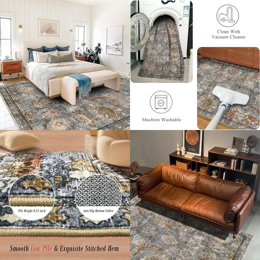 Alfombra resistente a las manchas y al agua para espacios habitables, dormitorios, habitaciones infantiles, guardería: caja fuerte para mascotas y niños, tribal vintage D