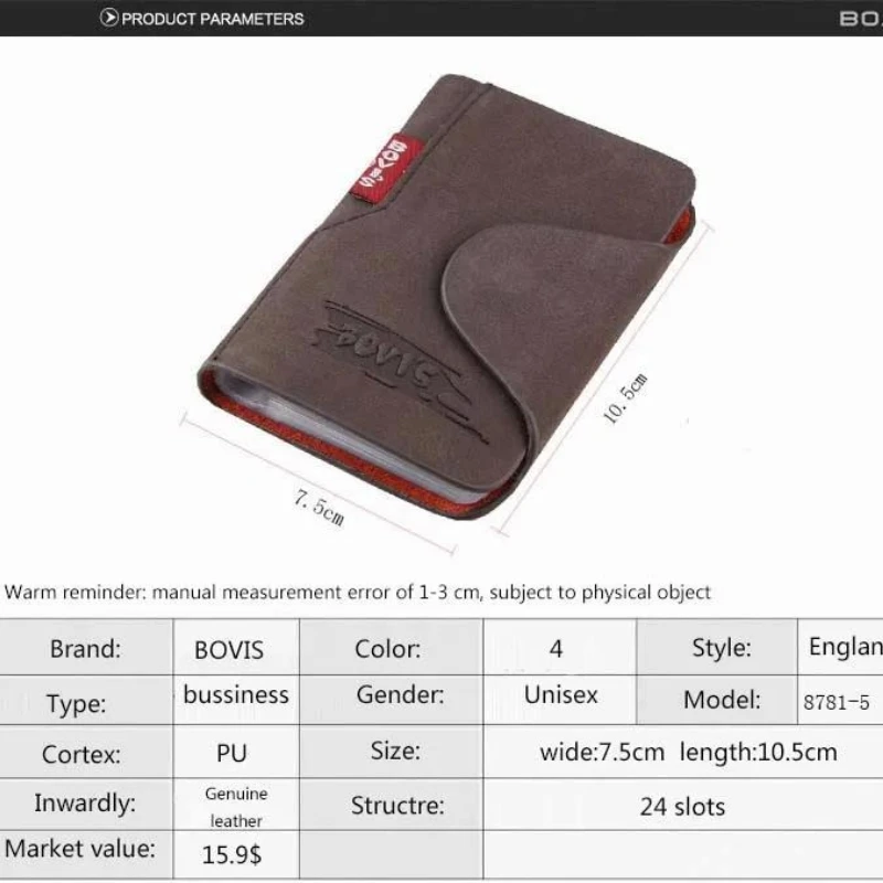 BOVIS Vintage creditcardhouder Luxe lederen 20-kaartsleuf Zakelijke ID-kaarthouder Klassieke stijl Herenkaartportemonnee Portemonnee Rfid