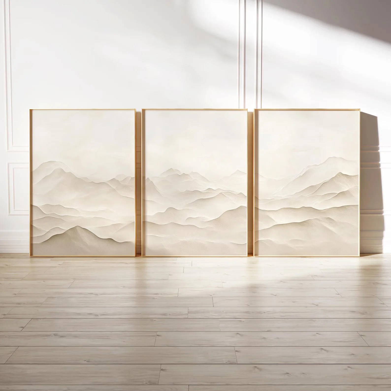 3PCS  Clean Japandi Wall Art  Neutral Japanese Mountain Landscape Poster Minimalist Poster  Canvas Paintings For Room Decorat