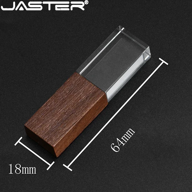 JASTER Creative Photography Wedding Gift Pen Drive 128GB Crystal Wooden Box USB Flash Drives 64GB Rose Gold Memory Stick 32GB