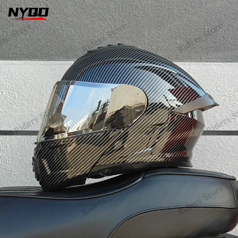 Men Women Flip Up Motorcycle Helmet Dual Lens 3C Certified All Season Bluetooth Modular Moto Full Half Helmet