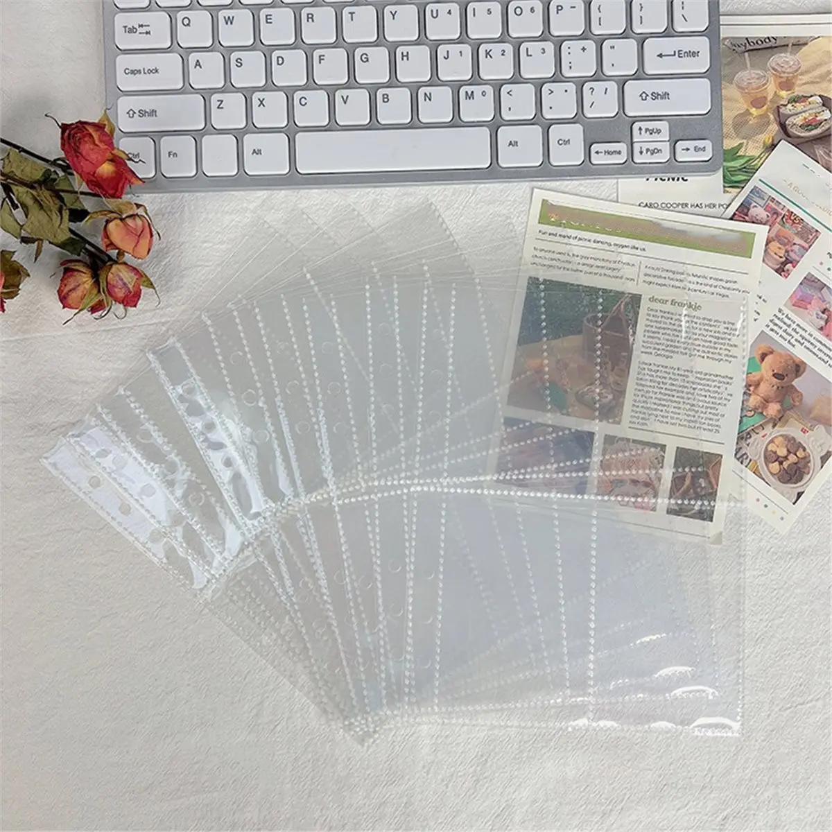 Clear Photocard Sleeves for 6 Ring A5 Binder, 4 Pocket Photo Pages, Photo Sheet Protector for Photos, Trading Cards