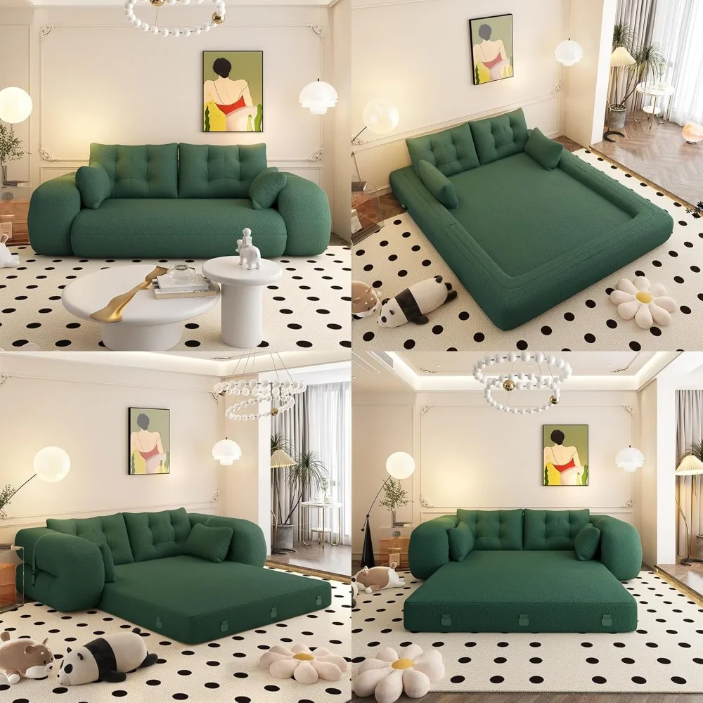 أريكة سرير قابلة للتحويل بحجم كوين، مقعد فوتون حديث من القماش، إسفنج ميموري عالي الكثافة، أريكة نوم مريحة