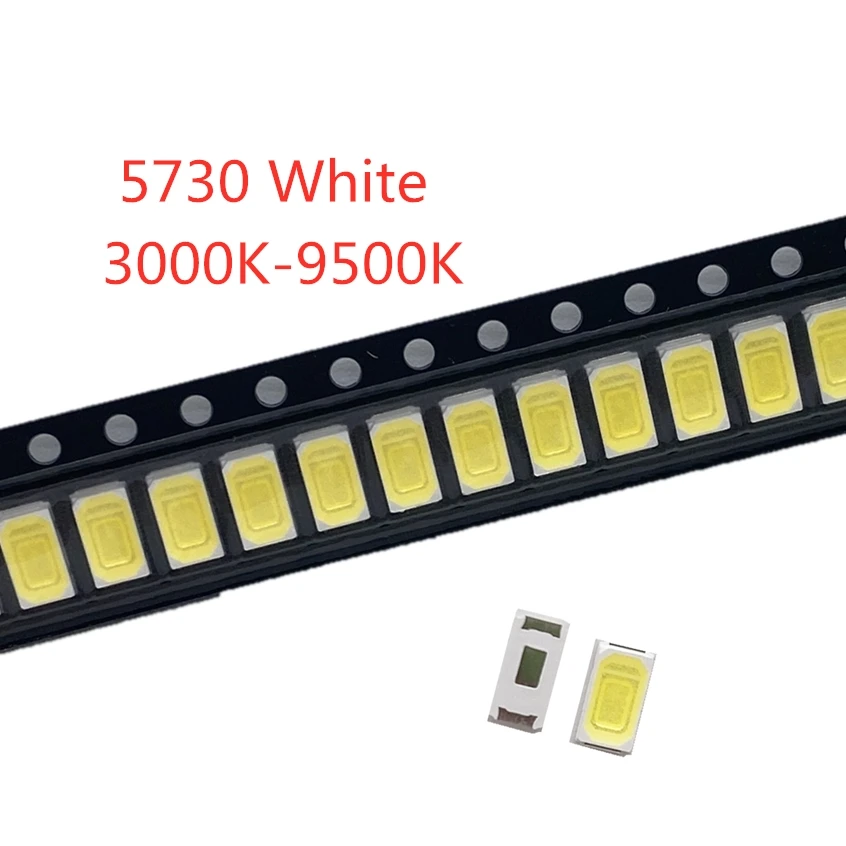 100Pcs 5730-CW WW 0.5W-150Ma 50-55lm White Light 3000K 4000K 6000K 95000K SMD 5730 5630 LED 5730 diodes  3.2 - 3.4V