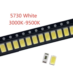 100個5730-CW ww 0.5ワット-150Ma 50-55lm白色光3000k 4000k 6000k 95000 18k smd 5730 5630 led 5730ダイオード3.2-3.4v