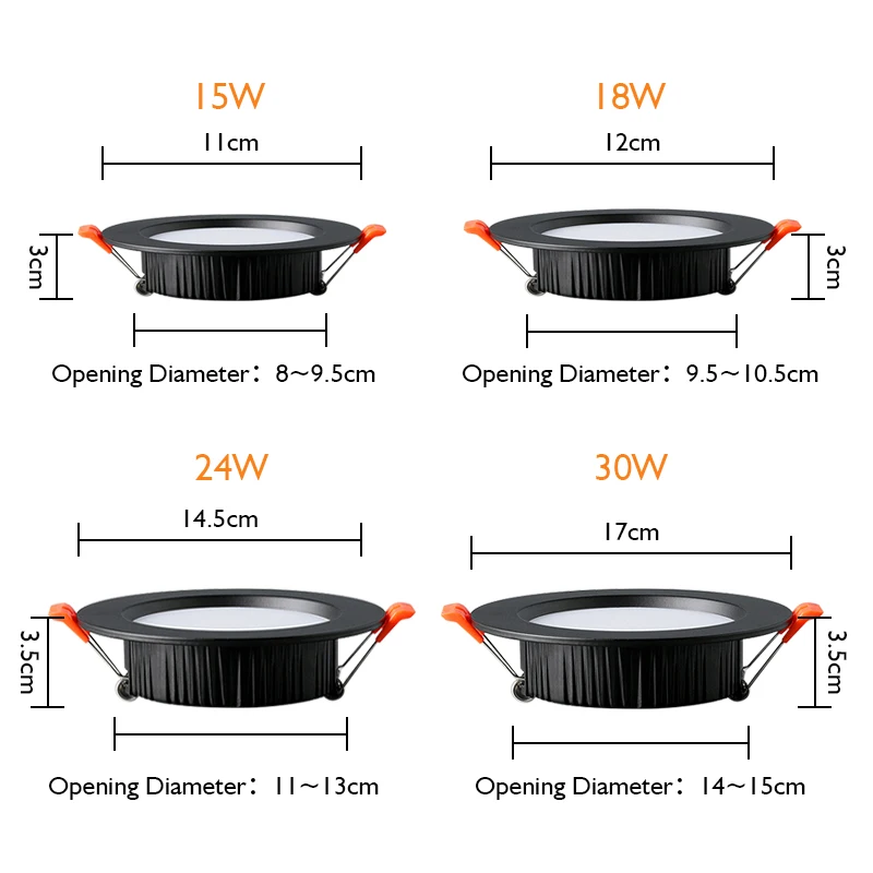 6pcs LED Downlight 5W 7W 9W 12W 15W 18W Ceiling Spot Light Recess Lamp Warm White/Cold AC220V-240V