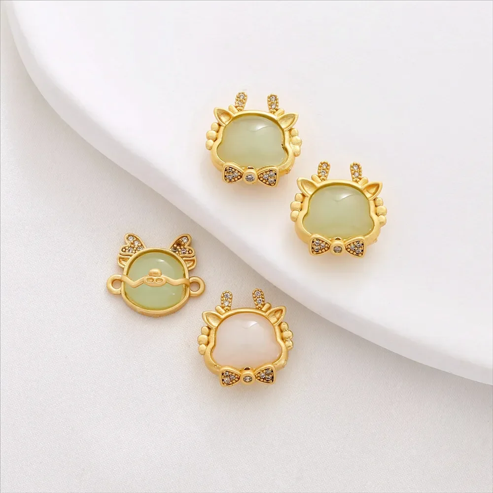 كتم الذهب الذهب القديم مطعمة اليشم التنين حبة التقسيم مزدوجة قلادة عصابة سوار ذاتي الصنع قلادة سلسلة مجوهرات اكسسوارات