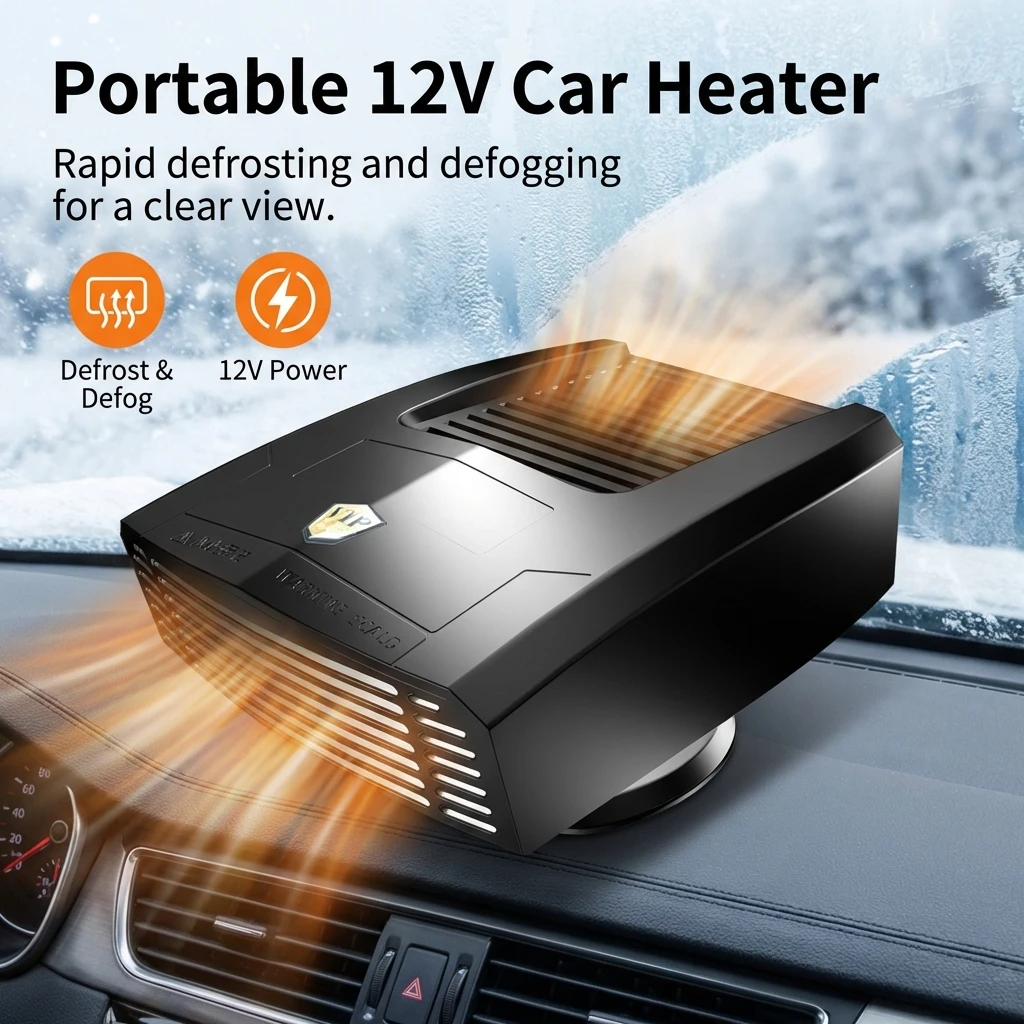 Car Heater Portable Vehicle Warmer with Defrost and Demist Function ABS Material 12V 24V Compatible