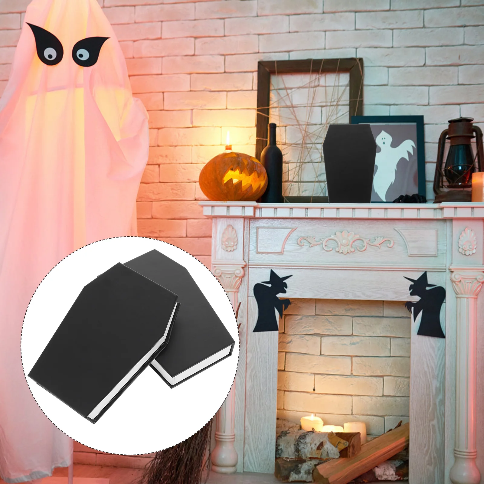 

2 Pcs Gift Boxes Jewelry Storage Halloween Coffin Treat for Candy White Containers Treats