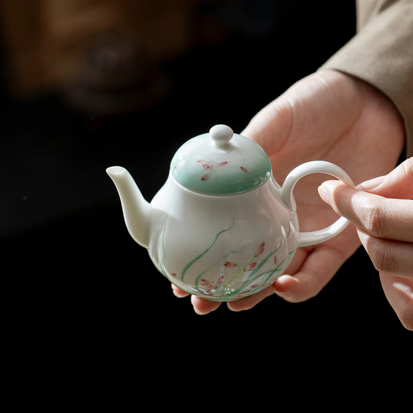 Multicolor Luxury White Porcelain Hand-painted Orchid Pot Kung Fu Tea Set Household Ball Hole Filter Hand-held Teapot Gift Set