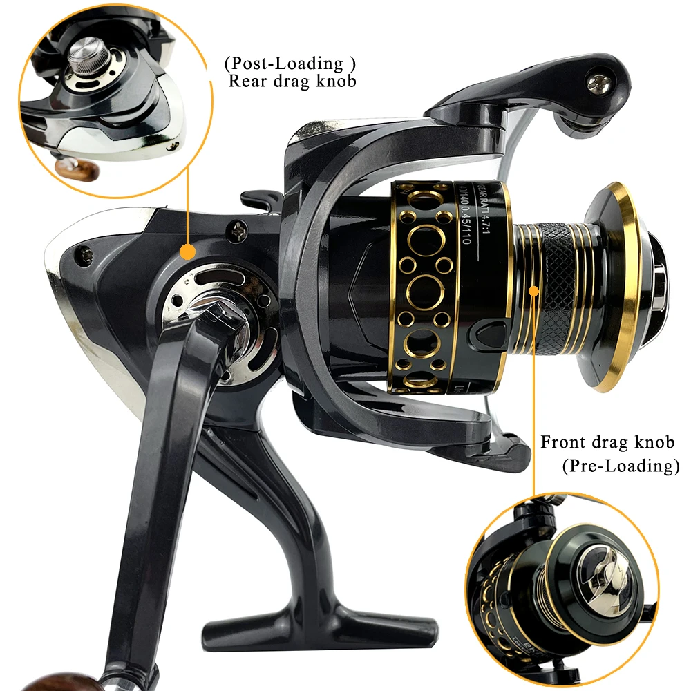 GHOTDA Ultralight Spinning Fishing Reel 2000-7000 Series Saltwater Jigging Wheel Left/Right Handle Max Drag 8KG for All Waters