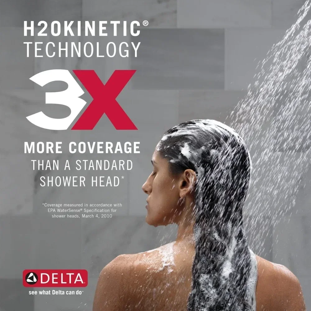 HydroRain H2Okinetic Dual Shower Head with Handheld 5-Spray, Hose, Detachable Shower Head, 2.5 GPM Flow Rate, Matte Black