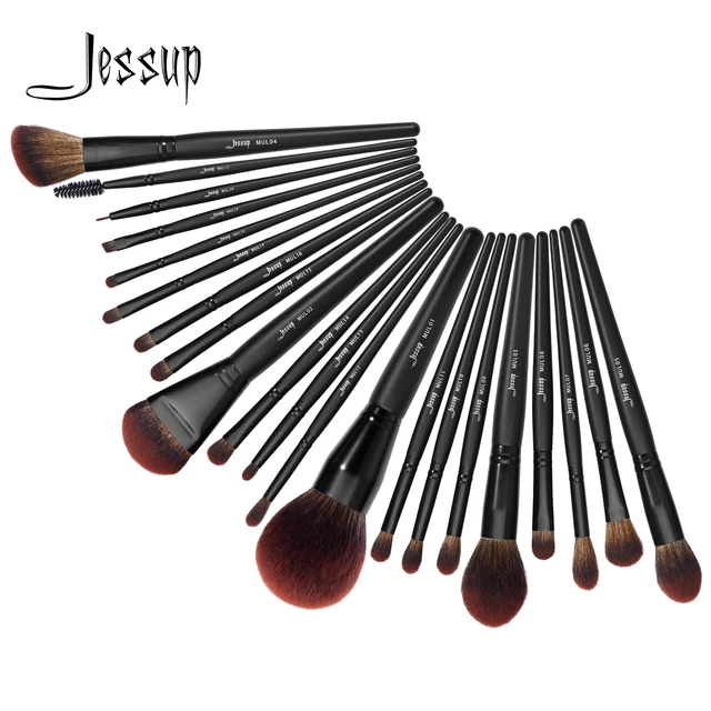 Jessup zestaw pędzli do makijażu, 3-21 sztuk Premium syntetyczny duży pędzel do pudru podkład korektor do powiek Eyeliner Spoolie drewniane T271