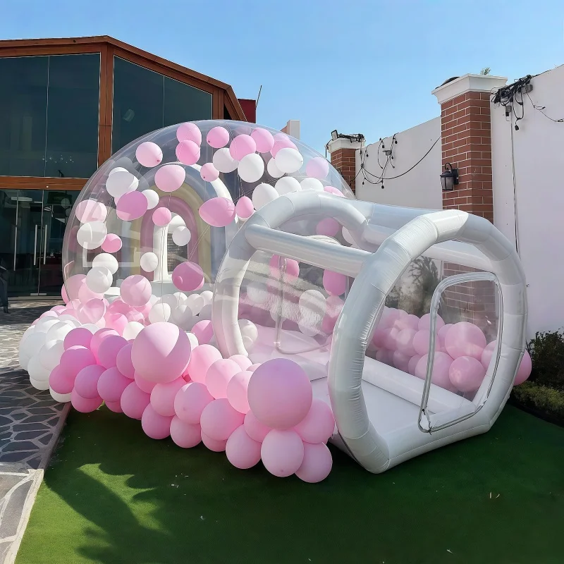 Transparent Inflatable Bubble House, Connected Tunnel Photo Booth Tent, Romantic Wedding Party Decor, Outdoor Event Facility