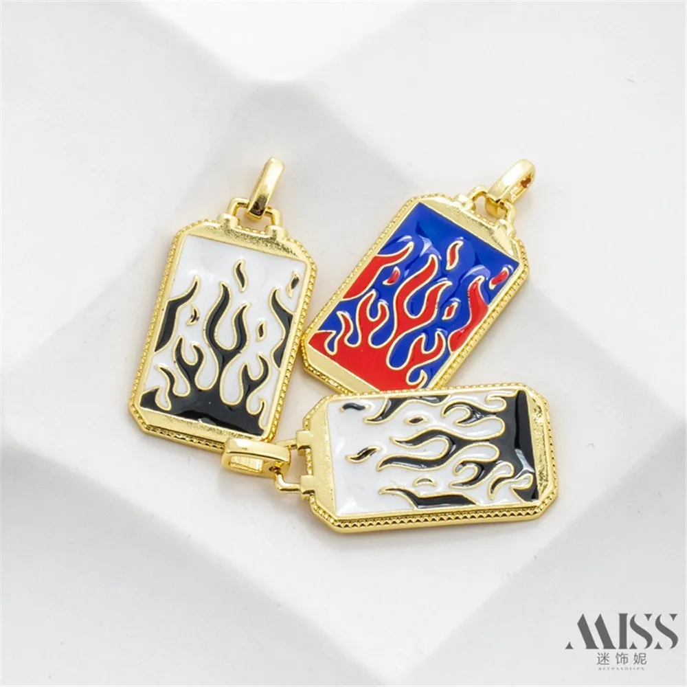 

14K Gold-wrapped European American Flame Fashion Pendant DIY Accessories Listing Chain Pendant Handmade Jewelry Chain Materials