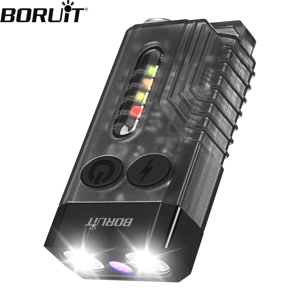 BORUiT V10 EDC Flashlight Keychain Light 1000LM Portable Mini Torch Type-C Rechargeable Light With Magnet Camping Pocket Lantern