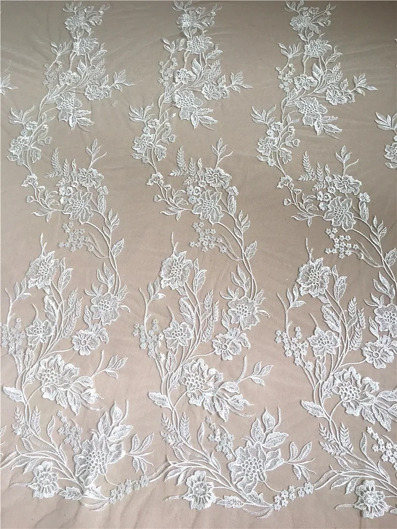 

High Quality Embroidery Lace Fabric with Sequins, Wedding Dress Fabric, Flower Duolei Si, DIY Background Decoration Accessories