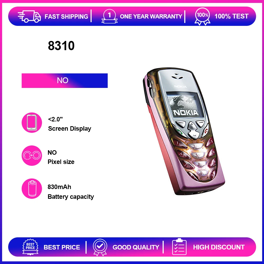 هاتف Nokia 8310 مكبر الصوت المجدد المفتوح ولوحة المفاتيح العبرية العربية الروسية