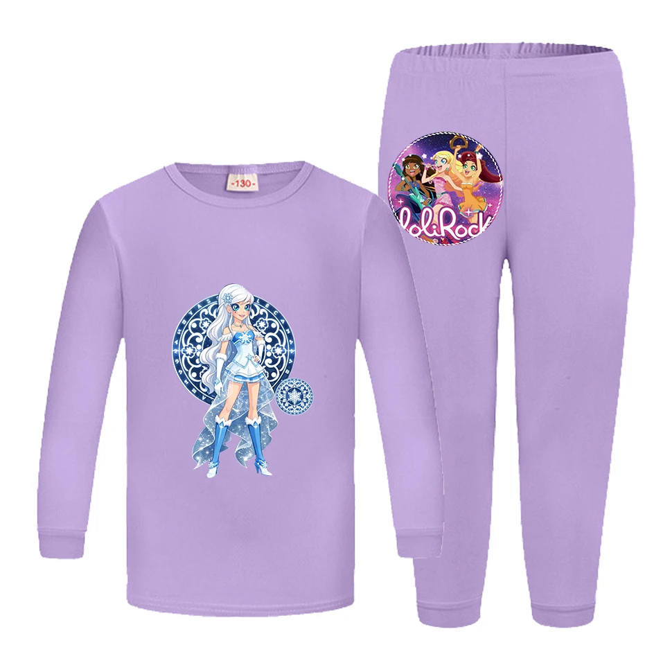 LoliRock MagicalT-shirt Suit Children Summer Cartoon Tops Long Pant 2pcs Pants Set Pajamas Sets Home Wear Clothes Kids Gift