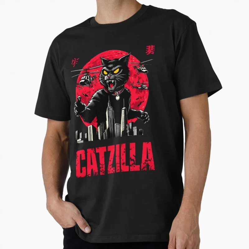 

Japanese cat 1223 Catzilla King of Monster Funny Cat Lover Gift t shirt for man Cute kitty y2k clothes All size Tops S-6XL