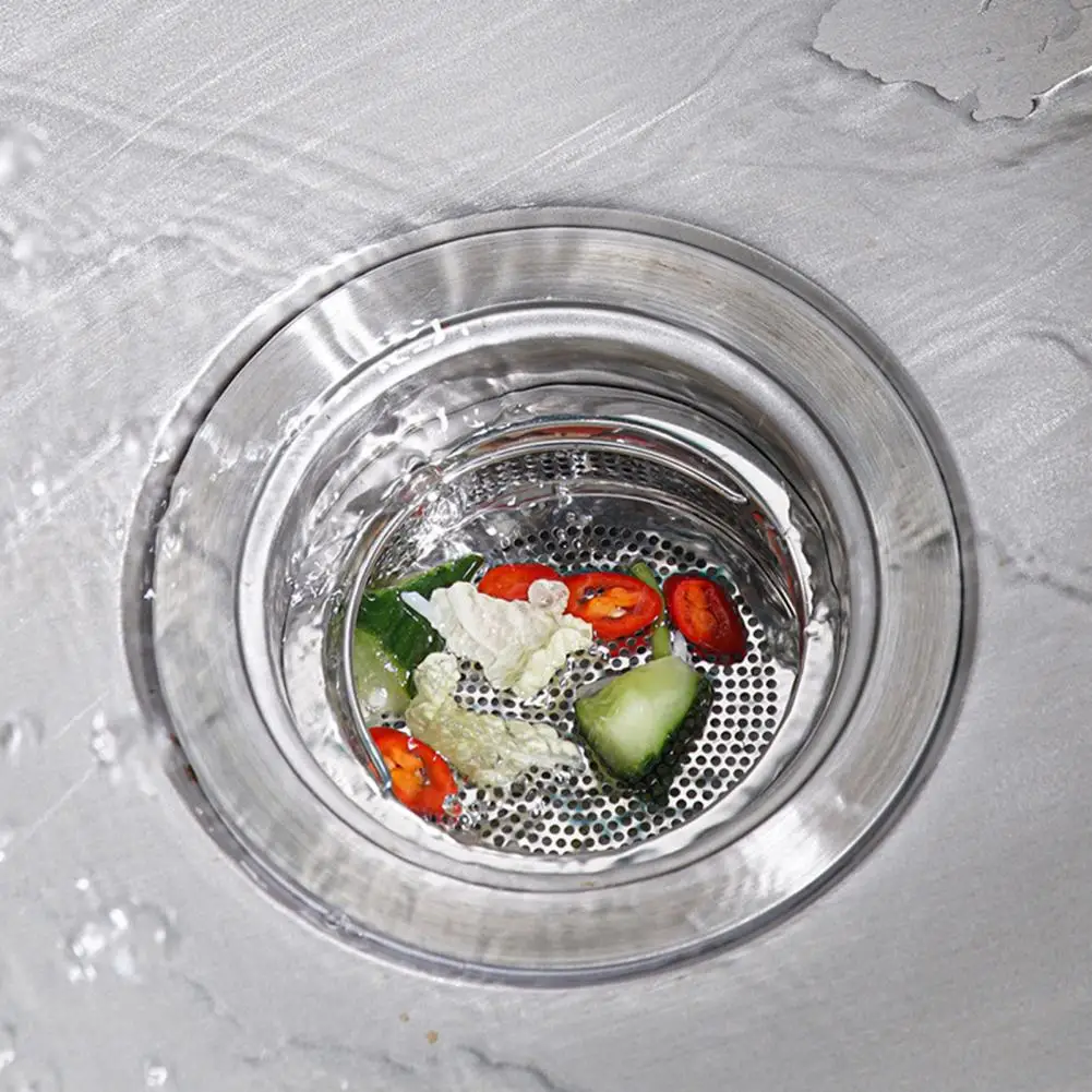 Stainless Steel Kitchen Sink Strainer Large Food Debris Holder Fine Mesh Clog-Free Drain Basket Easy-Lift Handle Durable Sewer F