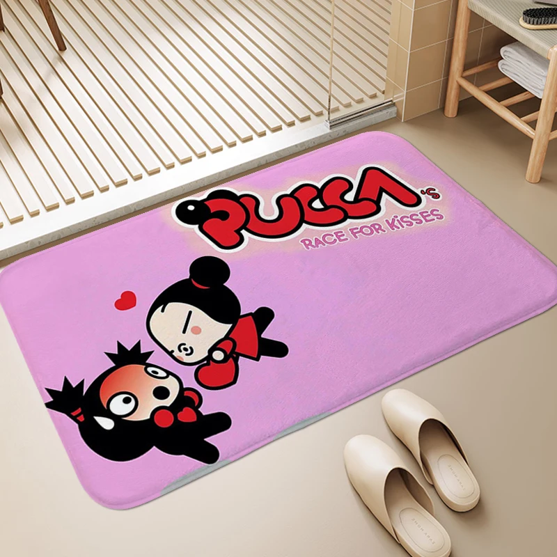 

Carpet for Bedroom P-Pucca and Garu Floor Mats Front Door Washable Non-slip Kitchen Living Room Rug Outdoor Entrance Doormat