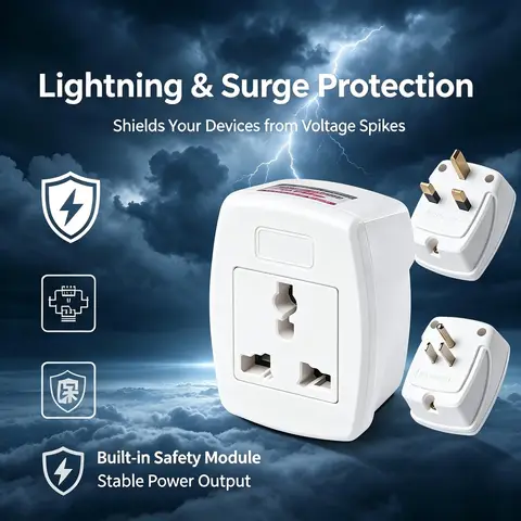 FUNAYA EU US UK SG MY Universal Convert Travel Plug Socket with Lightning Protection Function Portable Outlets AC110~250V 3-pin