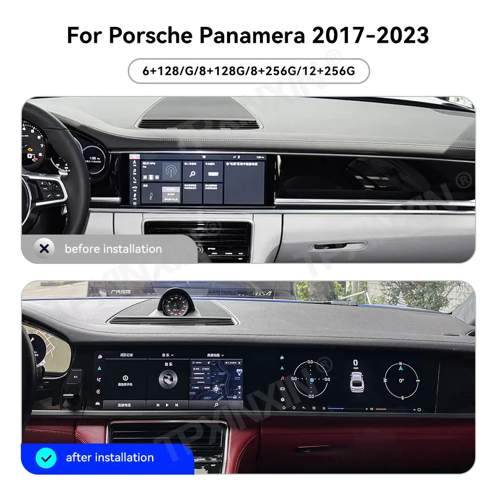 12.3 Dual Screen Android Auto Carplay Multimedia GPS Navigation For Porsche Panamera 971 2017~2023 Car Stereo player Head Unit