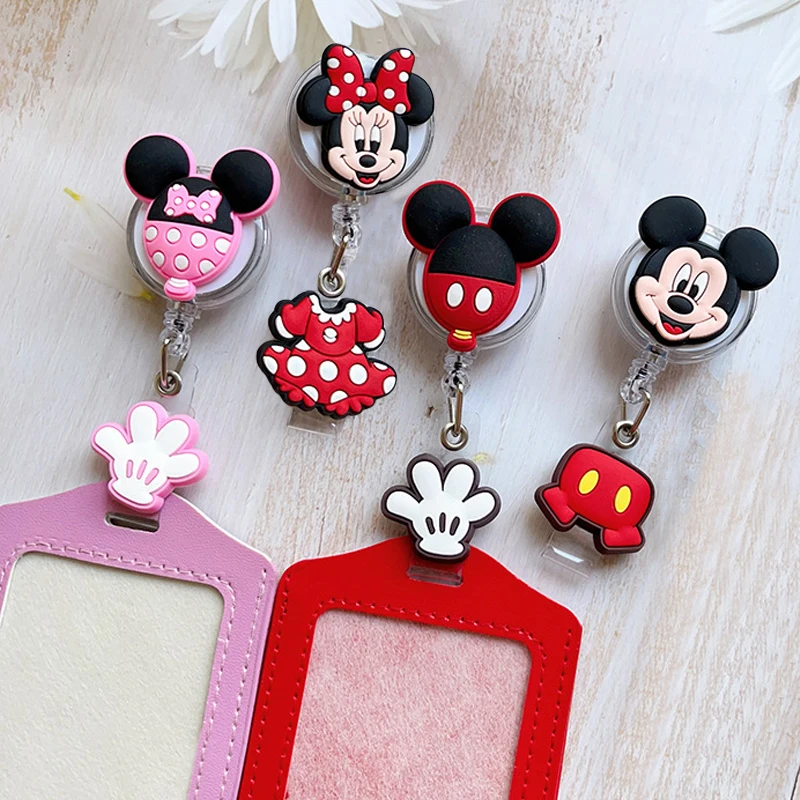 أنيمي ميكي ماوس ميني قابل للسحب معرف شارة حامل ممرضة طالب بطاقة الهوية كليب شارة حامل اكسسوارات هدايا عيد الميلاد #2