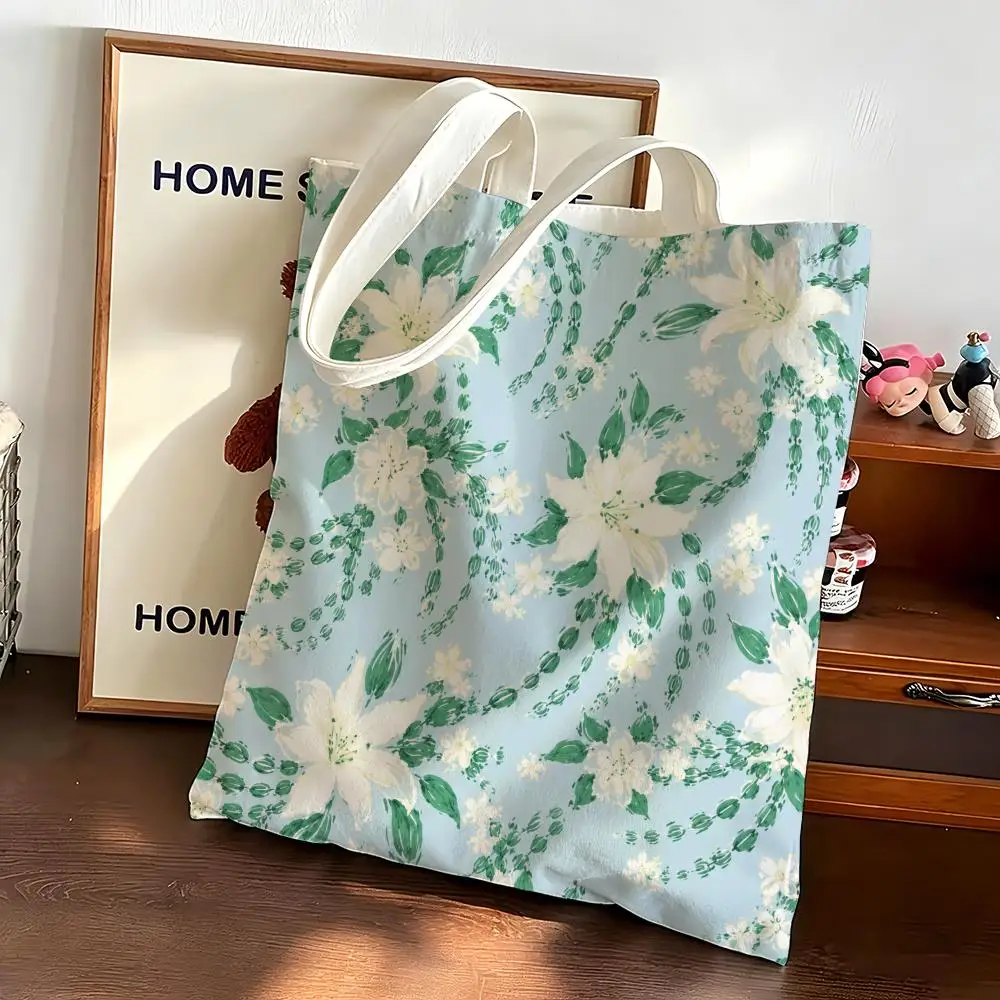 Cartoon Dreamy Scenic Print Storage Bags Canvas Bags Are Suitable for Going to Class, Shopping, Gifts, and Commuting
