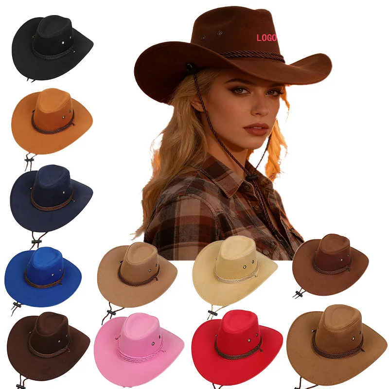 Autumn Winter Western Cowboy Hat for Men, Outdoor Sun Protection Hat, European Faux Suede Breathable Cap Versatile