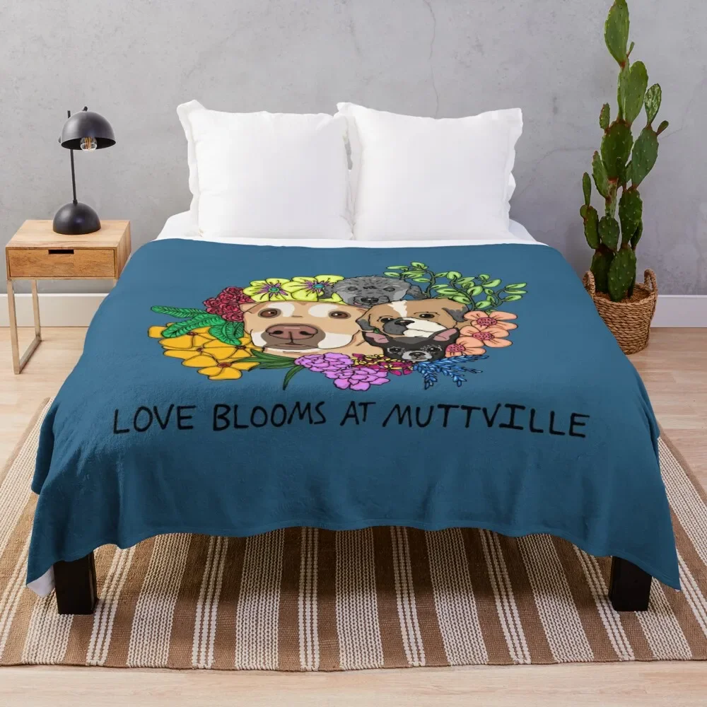 Love Blooms at Muttville! Throw Blanket for babies valentine gift ideas Blankets