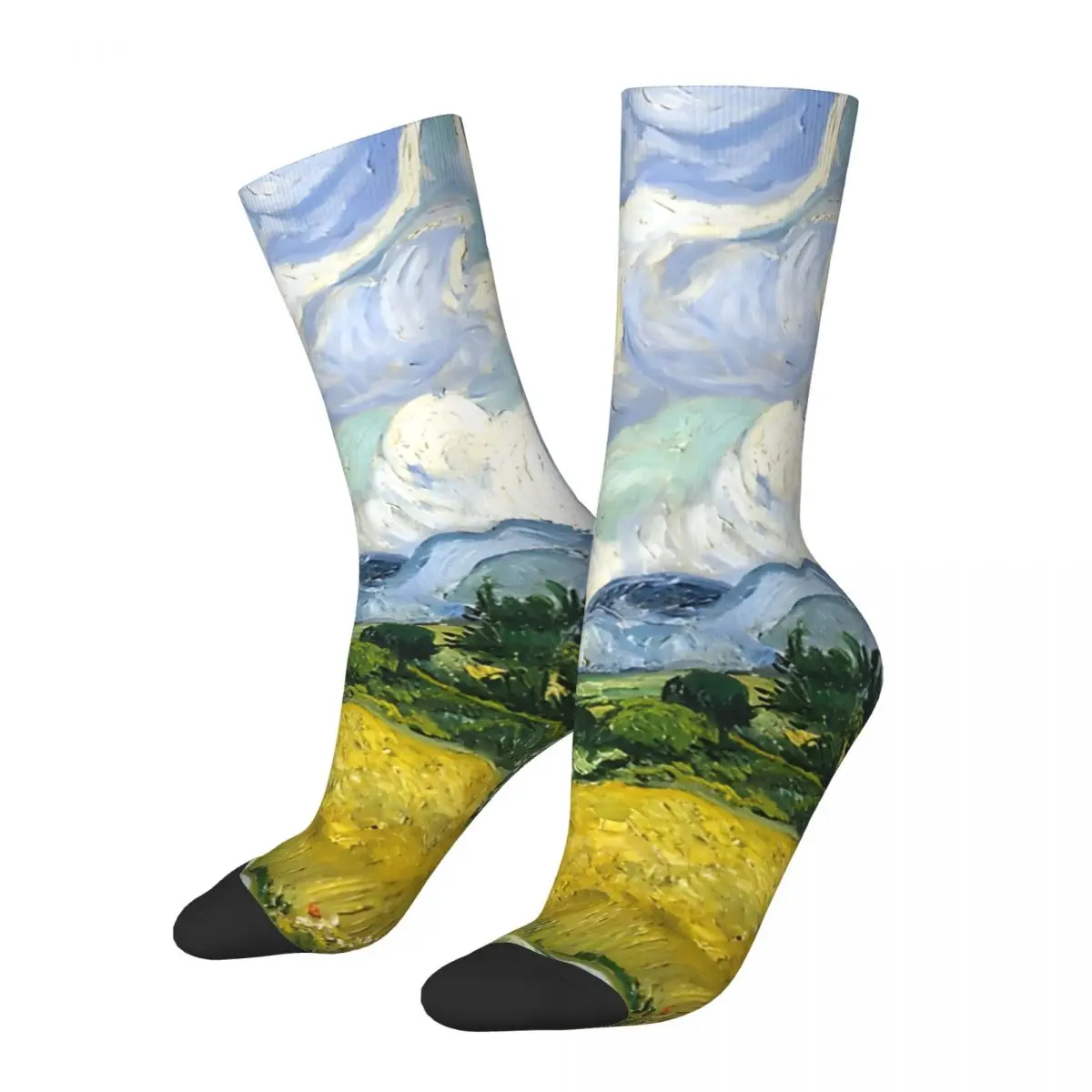 

Funny Happy Men's compression Socks Wheat Field With Cypresses Retro Harajuku Van Gogh Street Style Casual Crew Crazy Sock