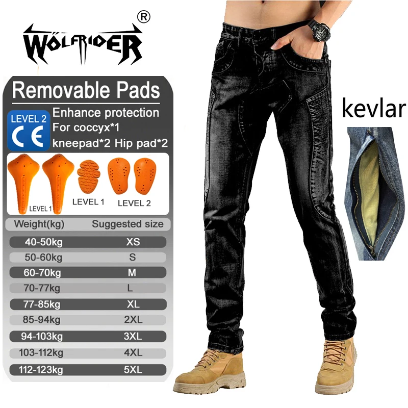 

Кевларовые мотоциклетные джинсы, мужские брюки с защитой от падения, джинсы из арамидного волокна, внедорожная безопасность, Корея, Япония, ретро-стиль